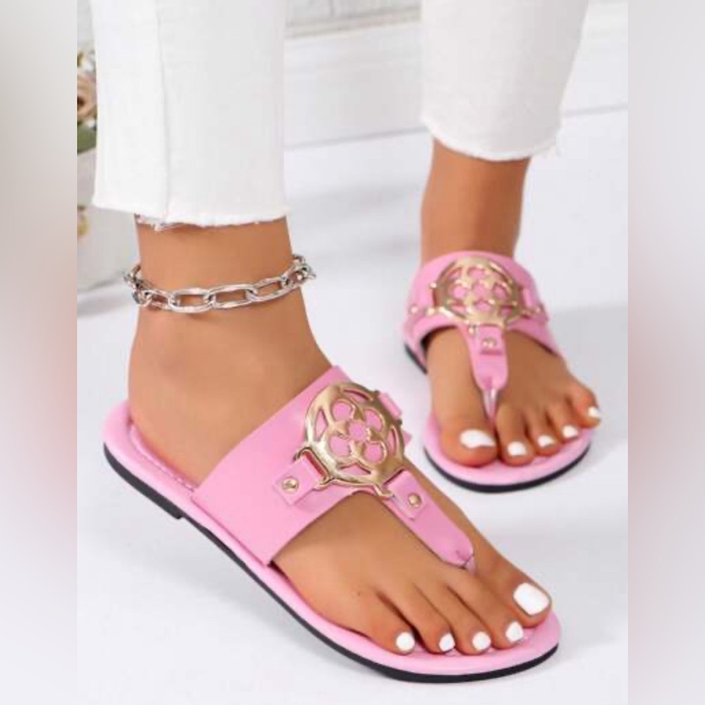Pink And Gold Sandals